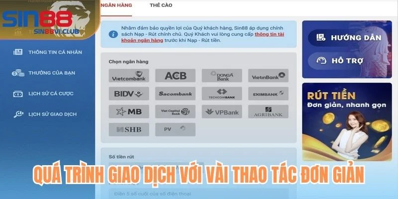 Quá trình giao dịch với vài thao tác đơn giản